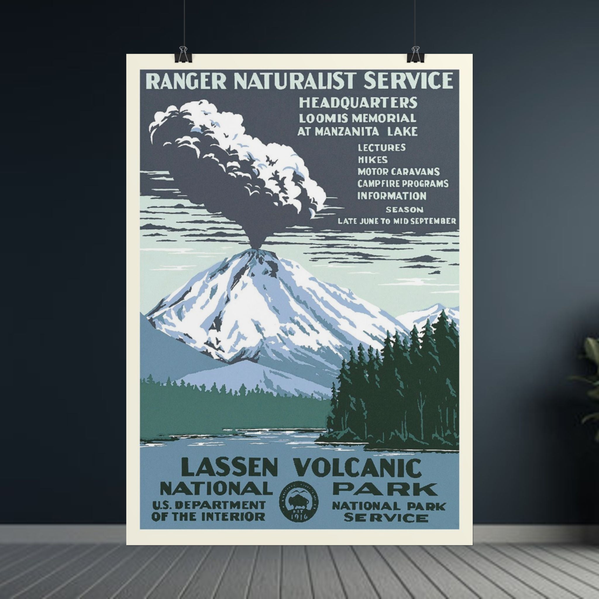 Lassen Volcanic National Park 1938 WPA Vintage Poster