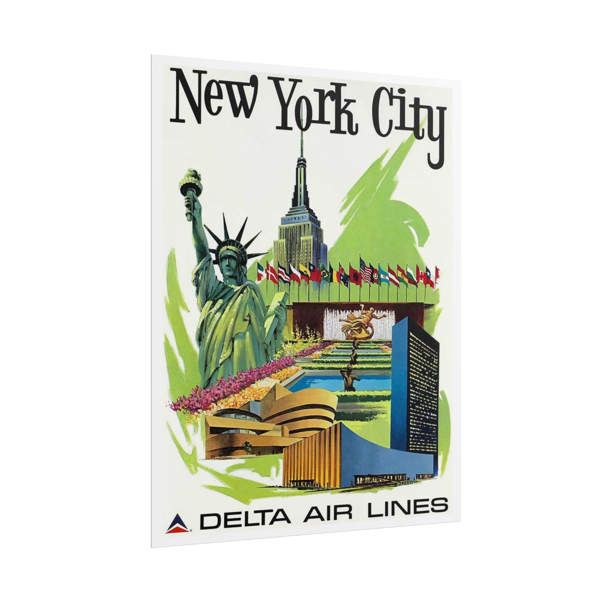New York City Delta Air Lines Vintage Travel Poster