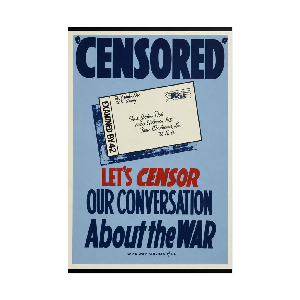 "Censored" WWII Home Front Vintage Poster