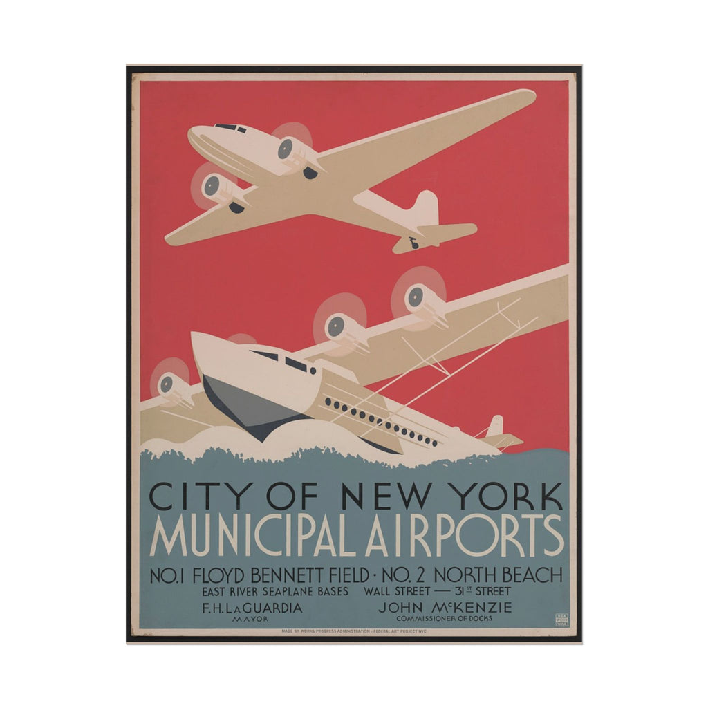 City of New York Municipal Airports 1937 Vintage WPA Poster