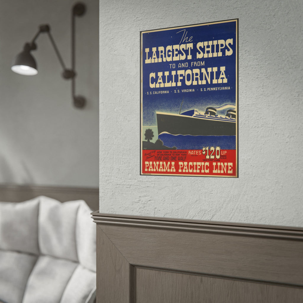 Vintage Panama Pacific Line 1928 California Ship Poster