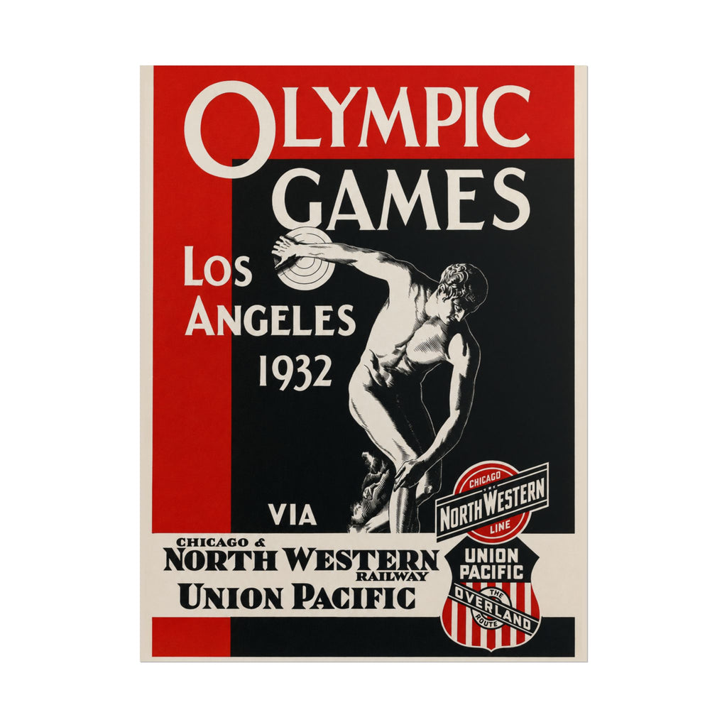1932 Los Angeles Olympics Vintage Railway Promotional Poster