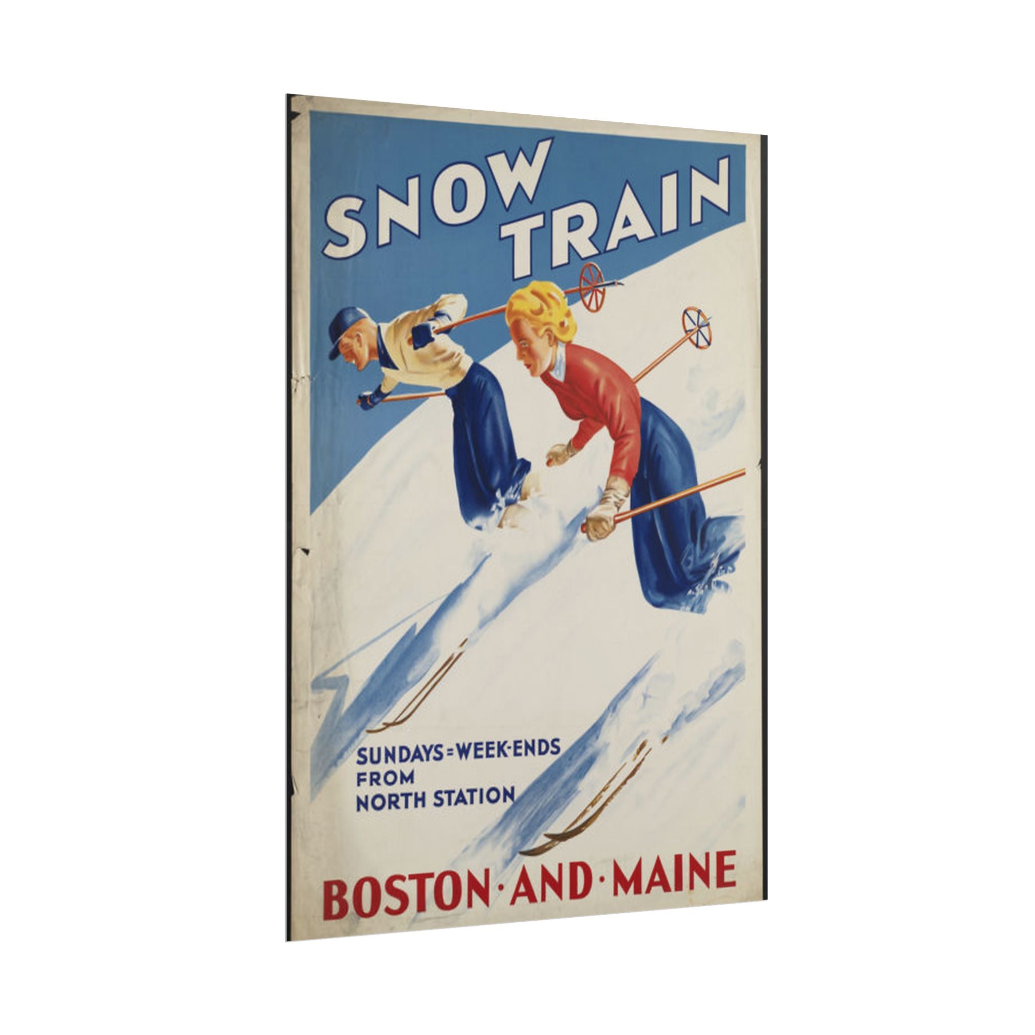 Boston and Maine 1930s Vintage Ski Poster