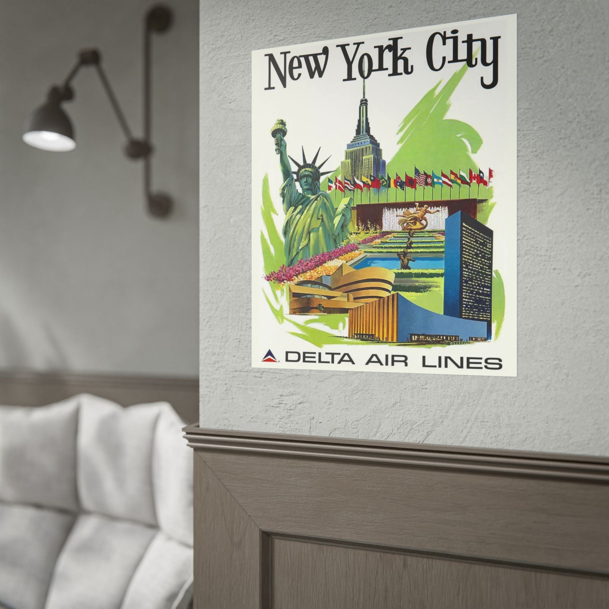 New York City Delta Air Lines Vintage Travel Poster
