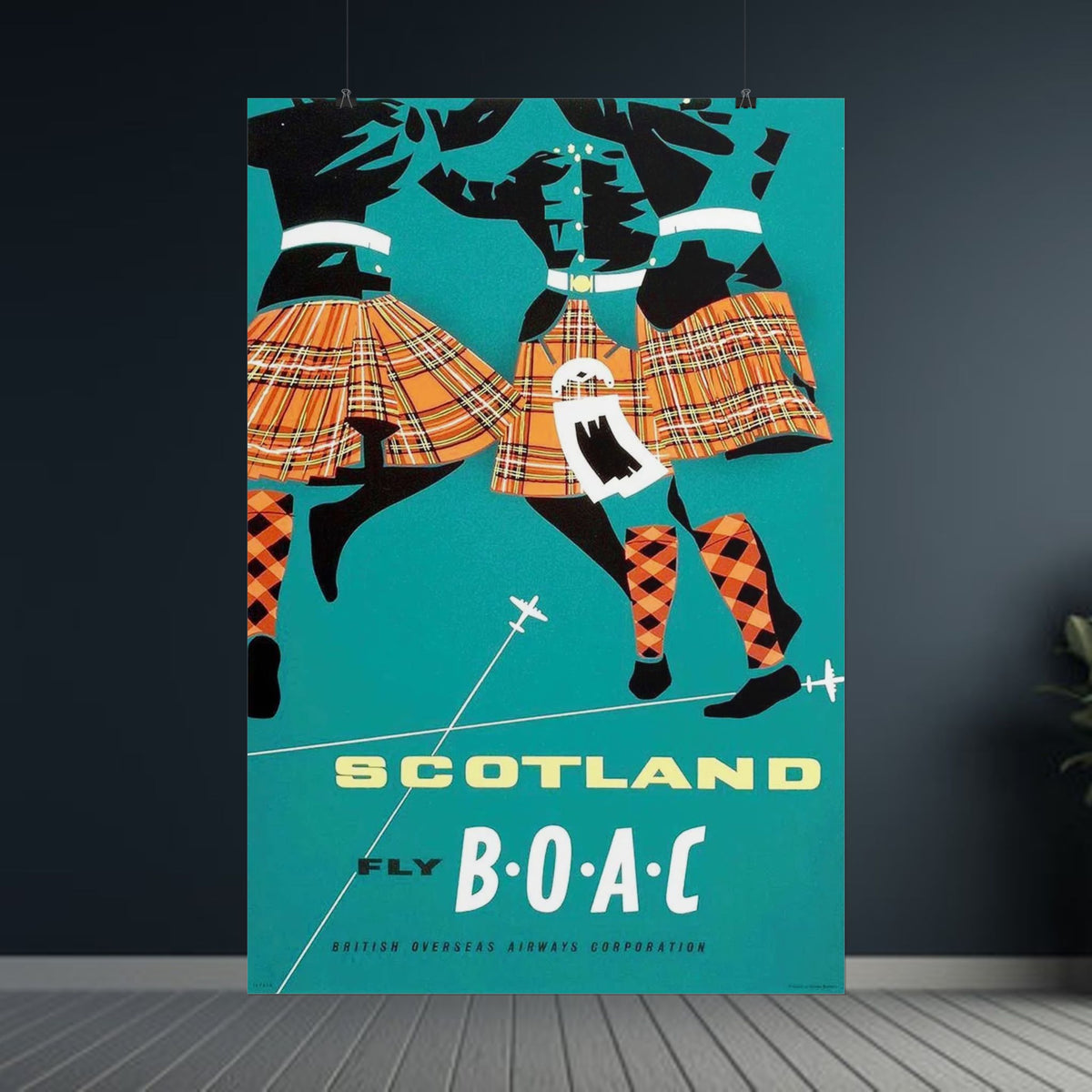 Scotland Kilt Dancers Airline Travel Poster