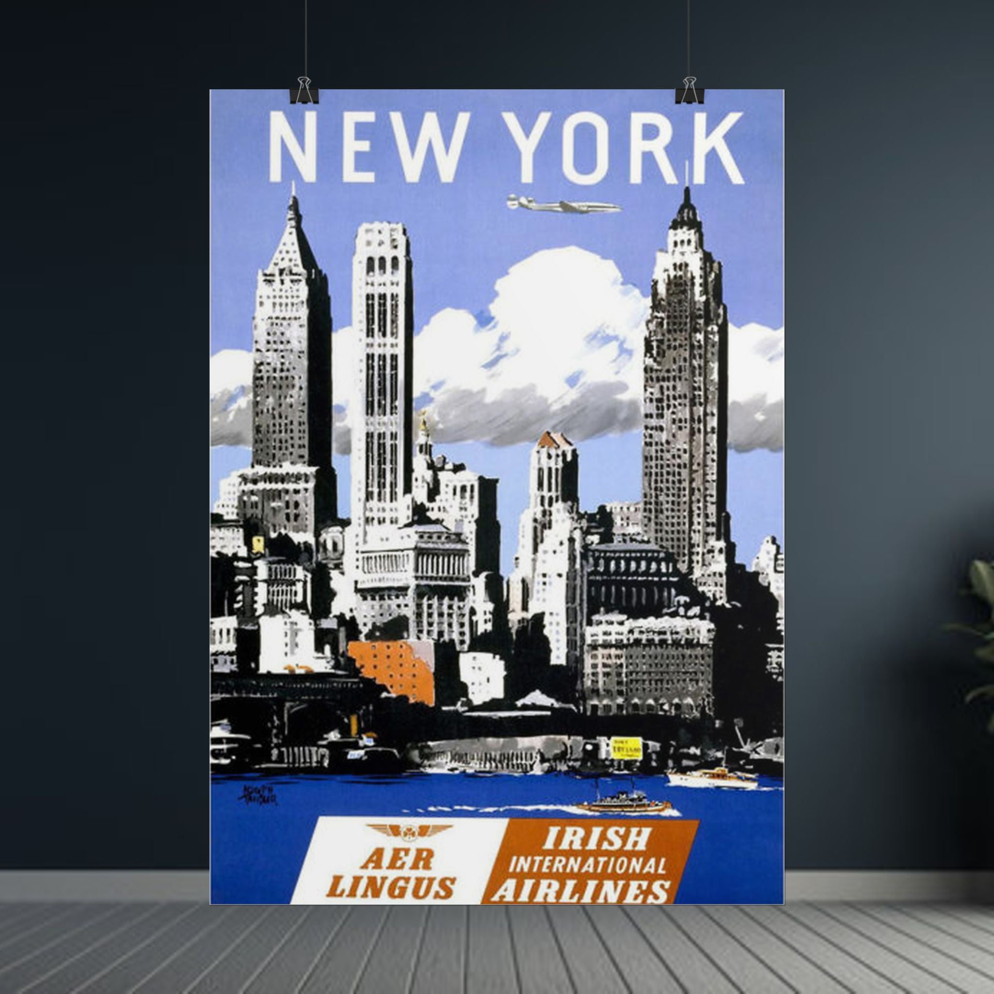New York Vintage Aer Lingus Travel Poster