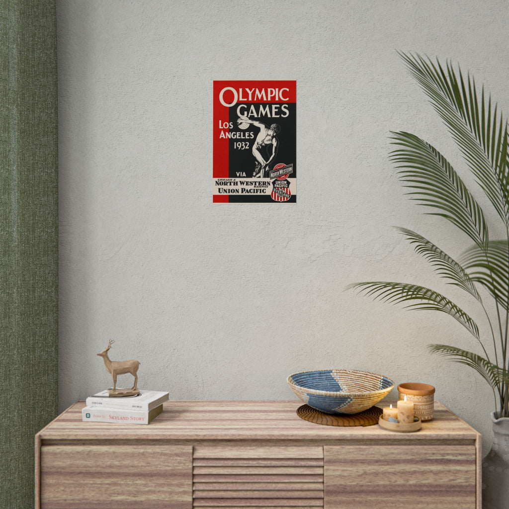 1932 Los Angeles Olympics Vintage Railway Promotional Poster