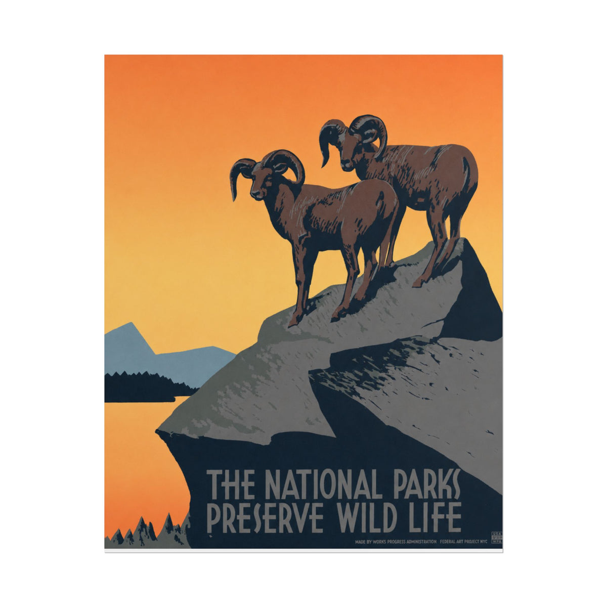 National Parks Preserve Wild Life 1939 Vintage WPA Poster