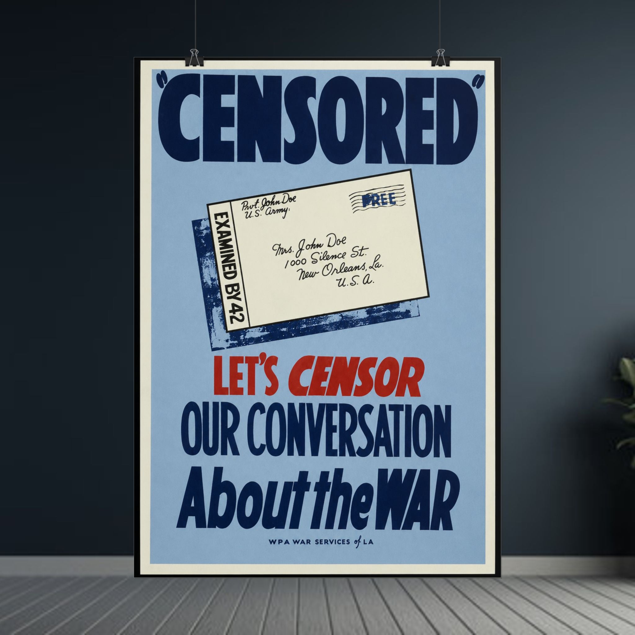 "Censored" WWII Home Front Vintage Poster