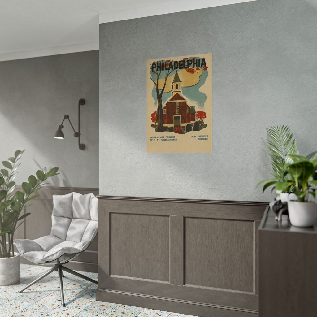 Philadelphia Old Swedes Church Vintage 1936 WPA Poster