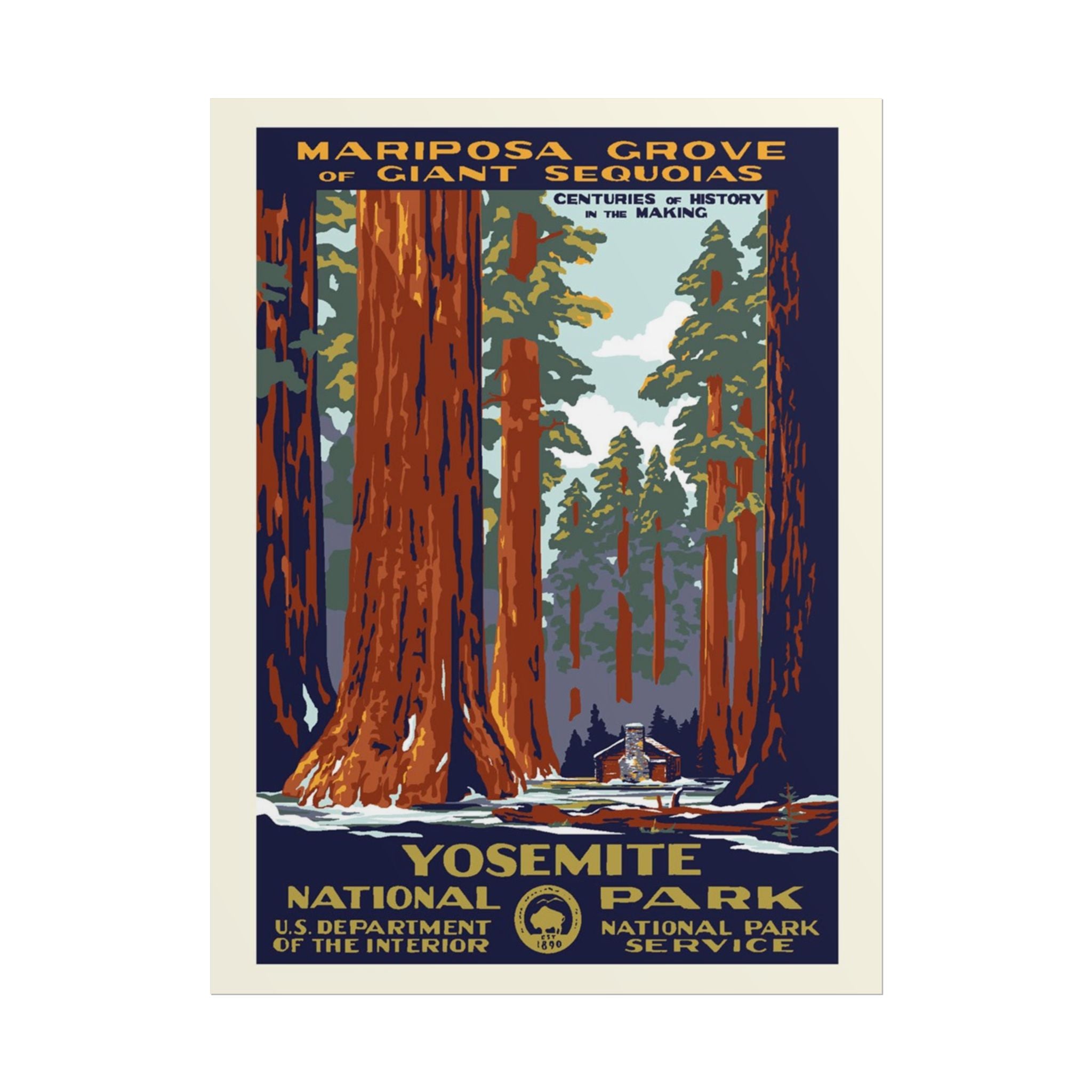 Yosemite National Park Vintage 1930s WPA Poster