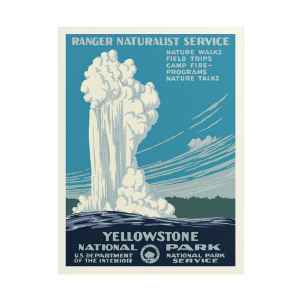 Yellowstone Geyser Old Faithful 1938 Vintage WPA Poster | Blue Tone
