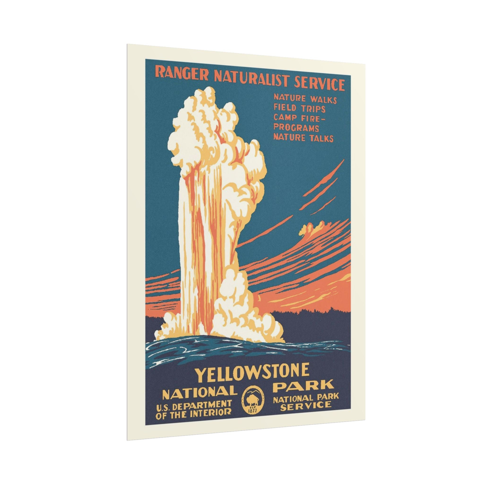 Yellowstone Geyser Old Faithful 1938 Vintage WPA Poster | Red Tone