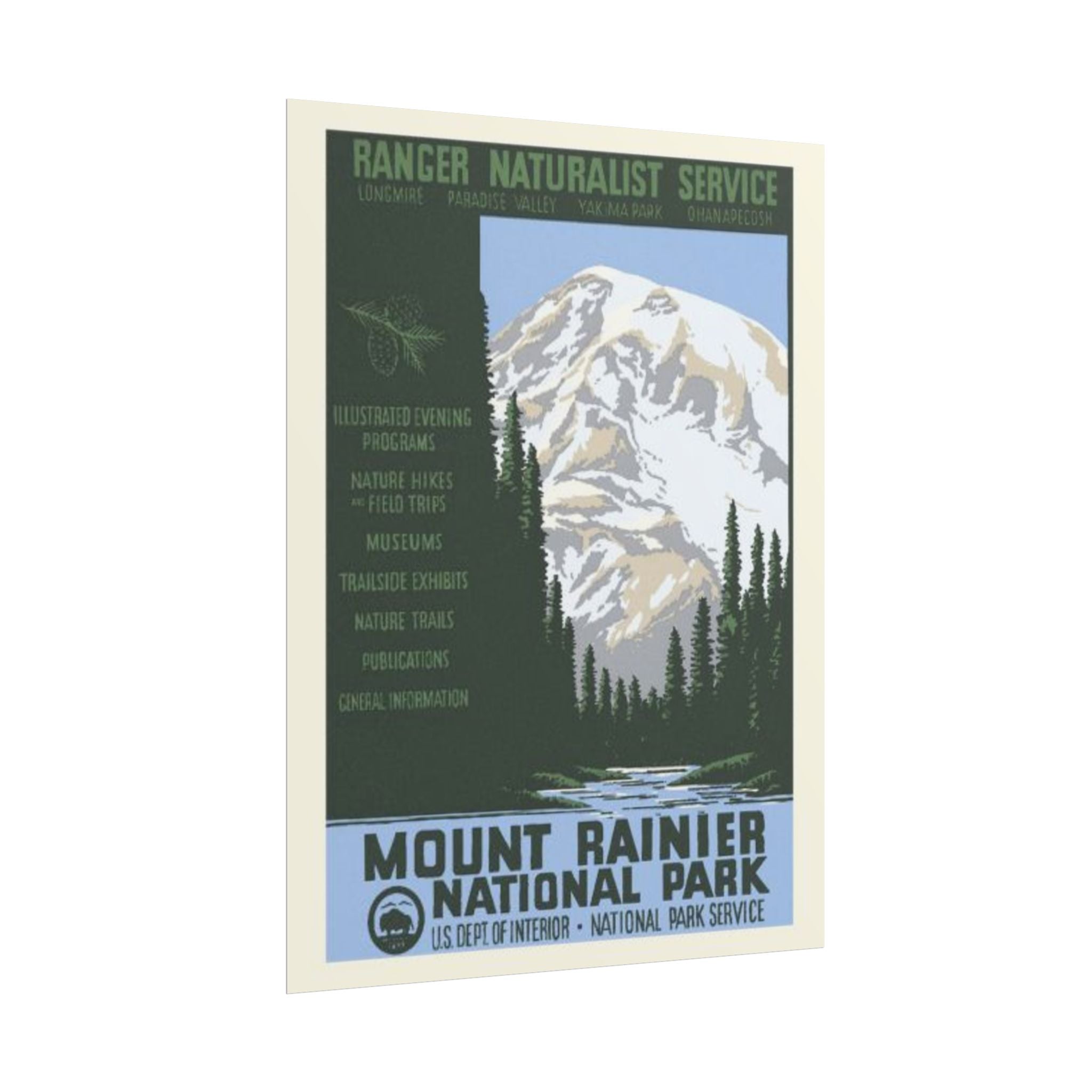 Mount Rainier National Park Vintage 1930s WPA Poster