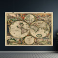 1689 Antique Baroque Double Hemisphere World Map