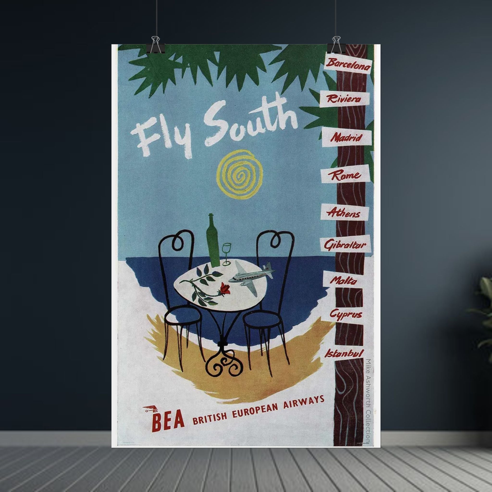 Retro British European Airlines Travel Poster