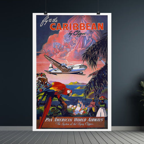 'Fly to the Caribbean' Vintage Pan Am Travel Poster