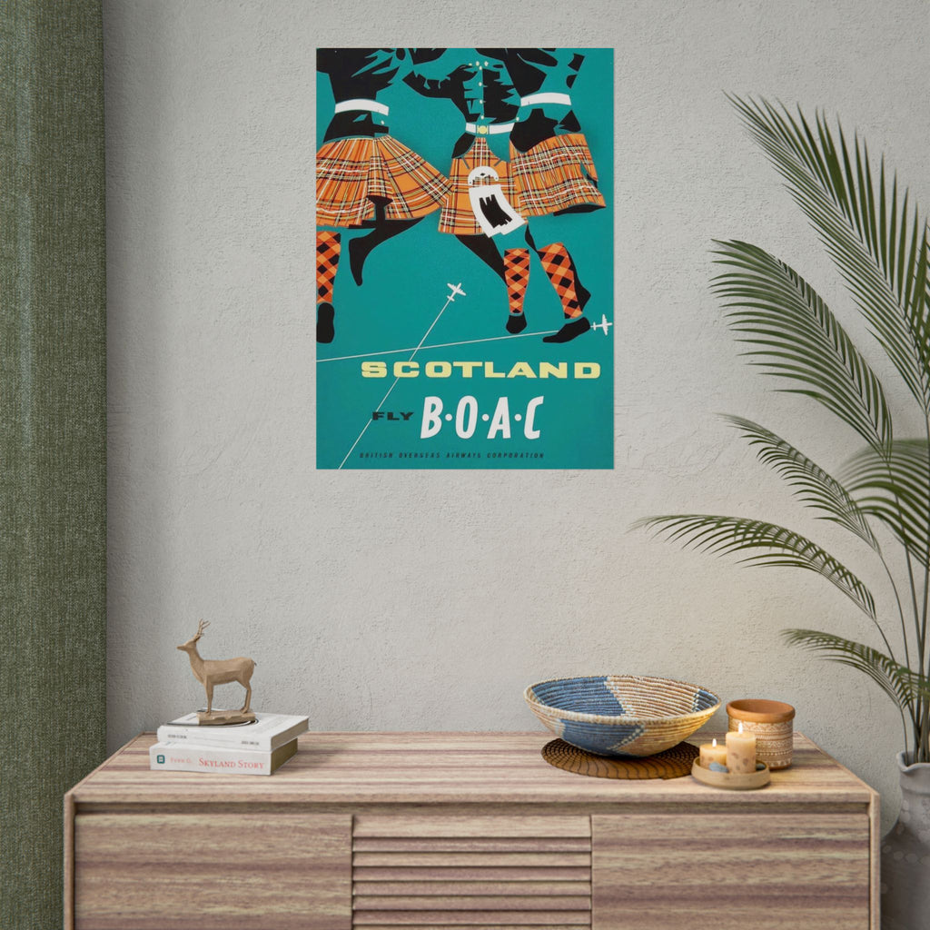 Scotland Kilt Dancers AirlineTravel Poster