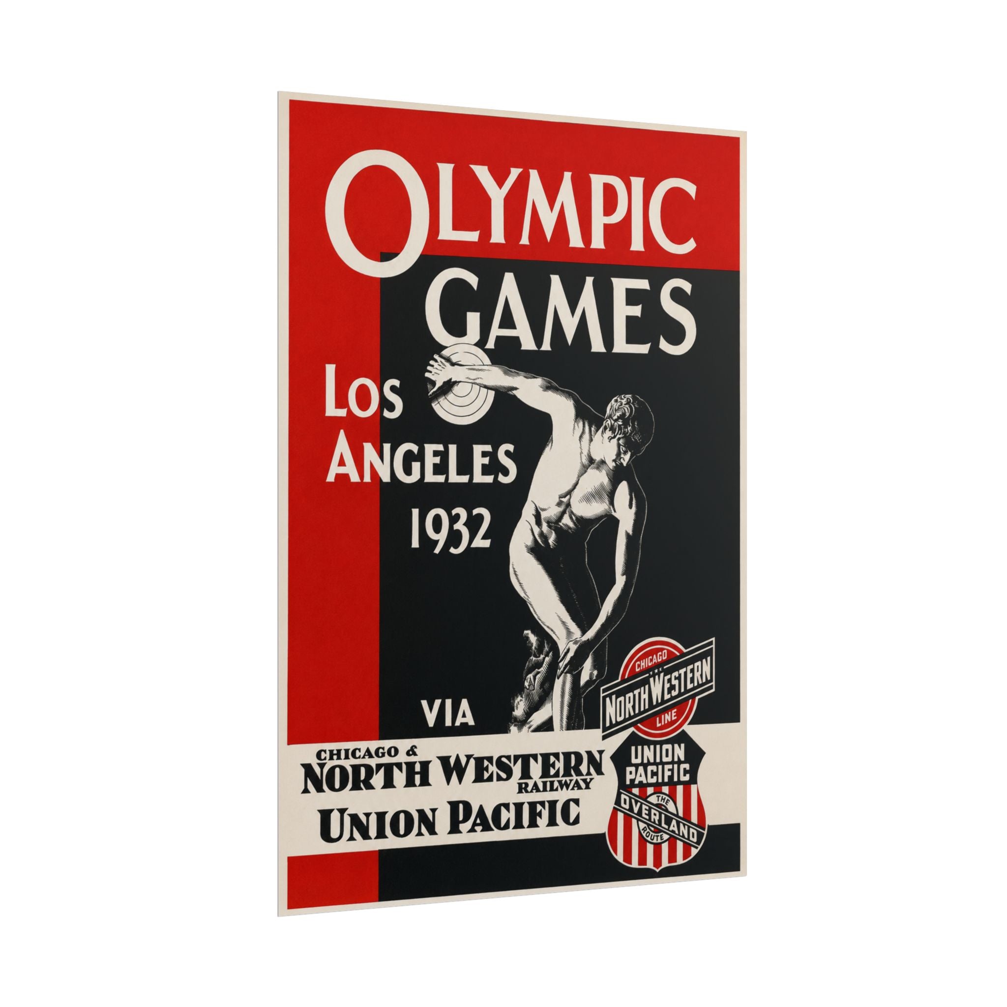 1932 Los Angeles Olympics Vintage Railway Promotional Poster