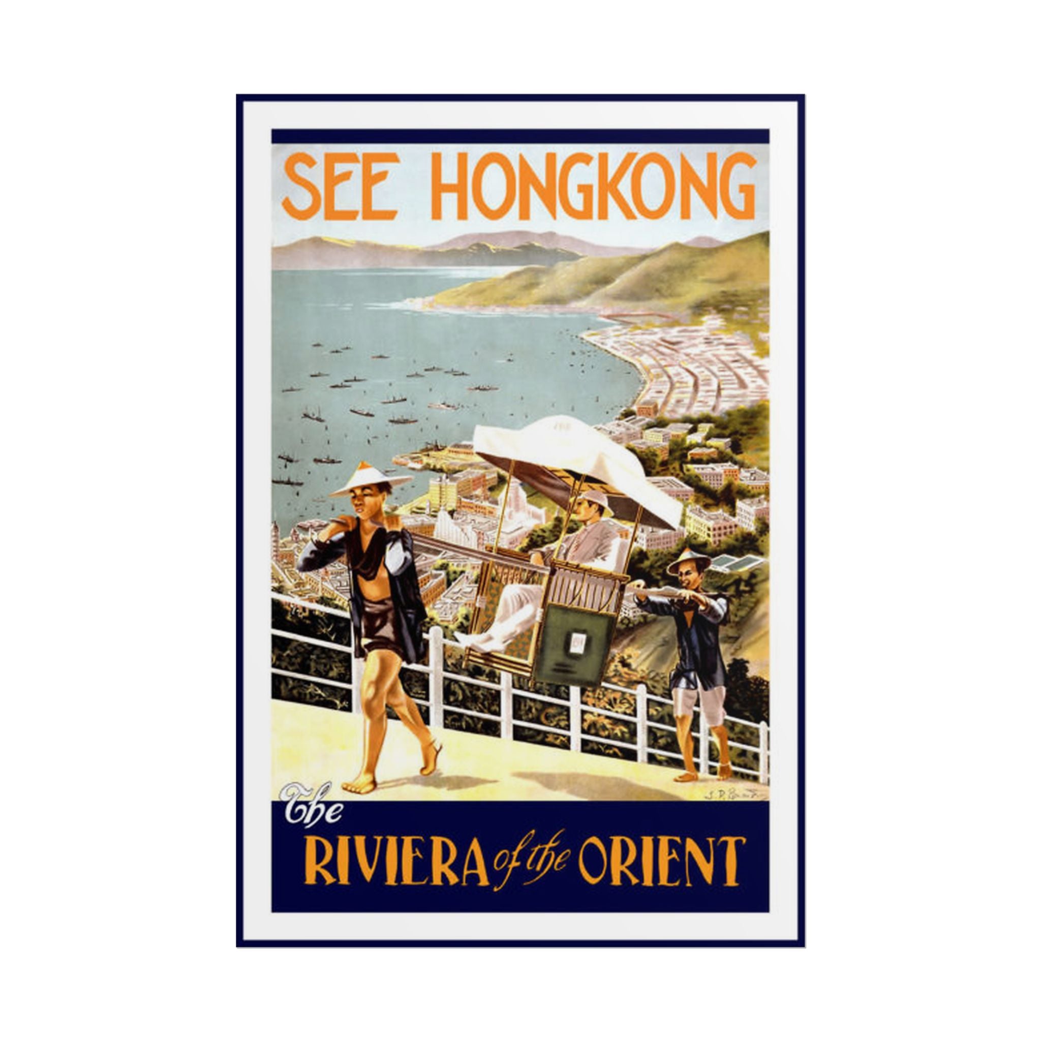 Hong Kong 1935 Vintage Travel Poster
