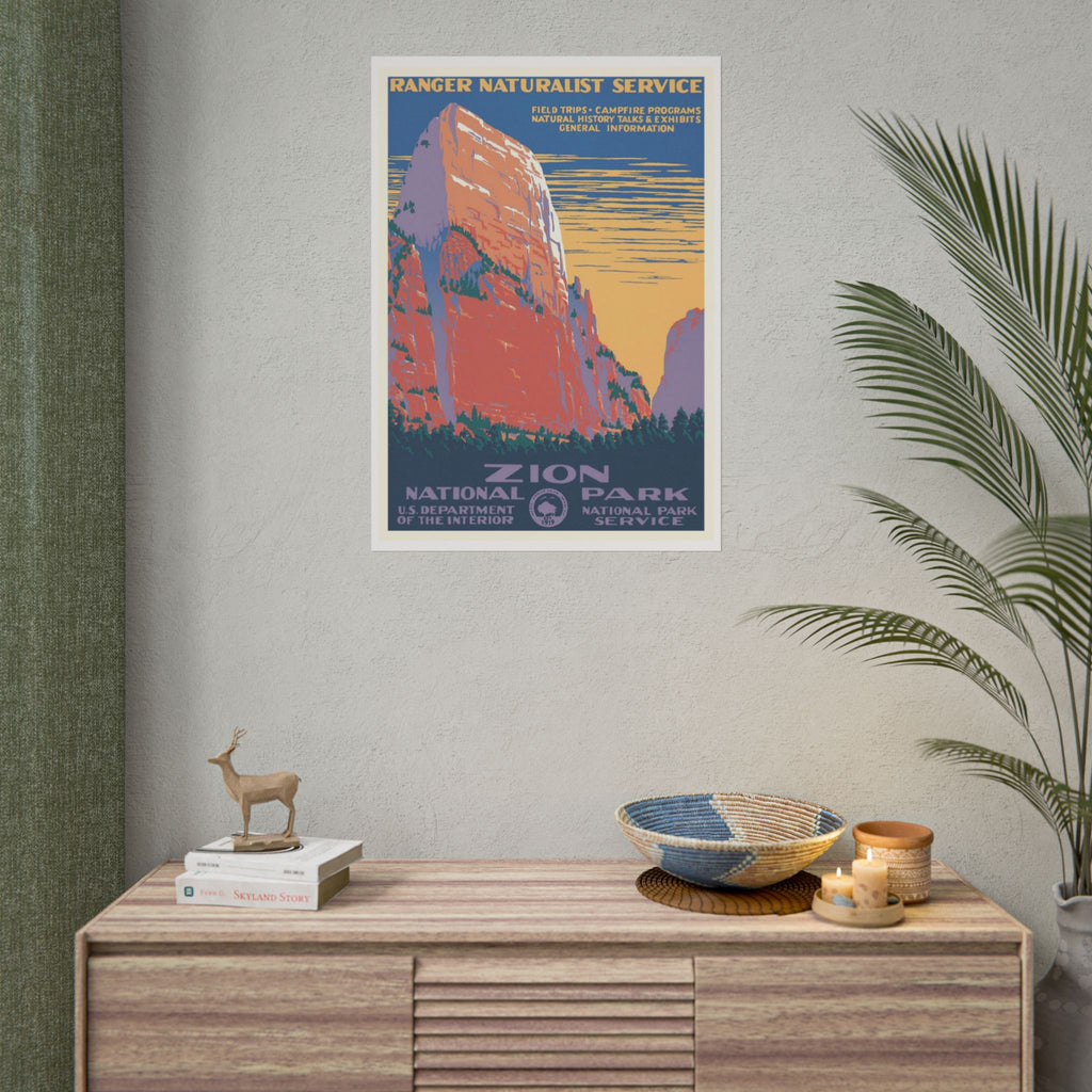 Zion National Park Vintage Travel Poster — Rolled Wall Poster
