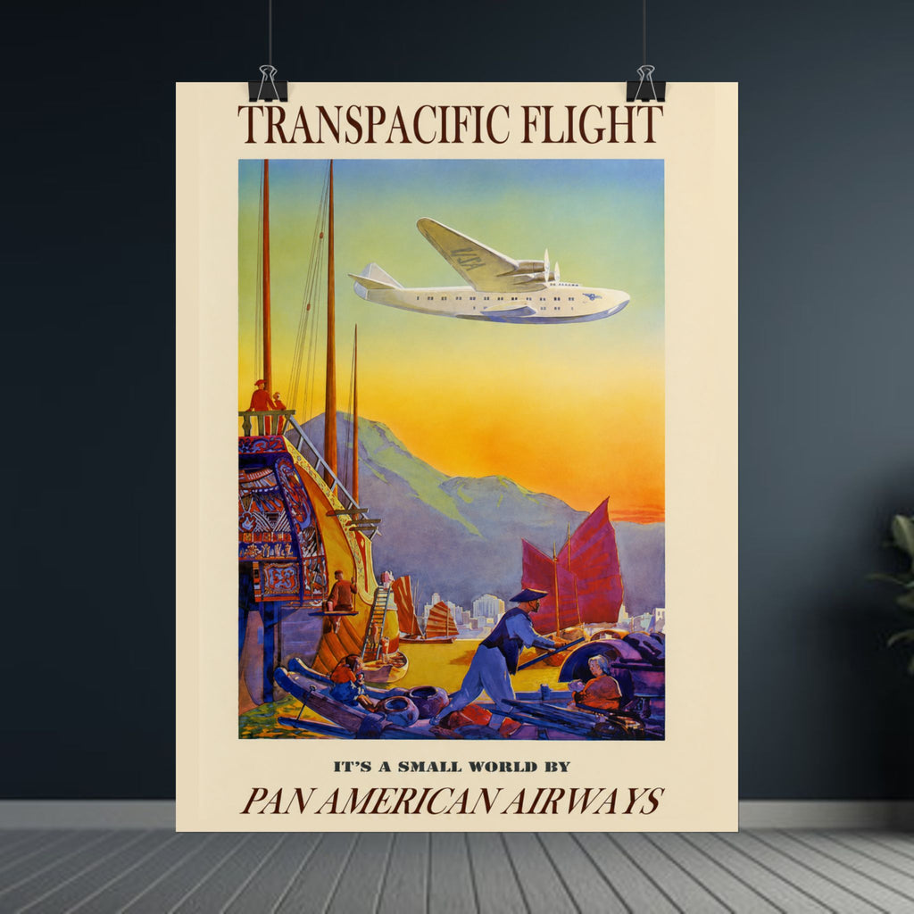 Transpacific Flight 1938 Vintage Pan Am Travel Poster