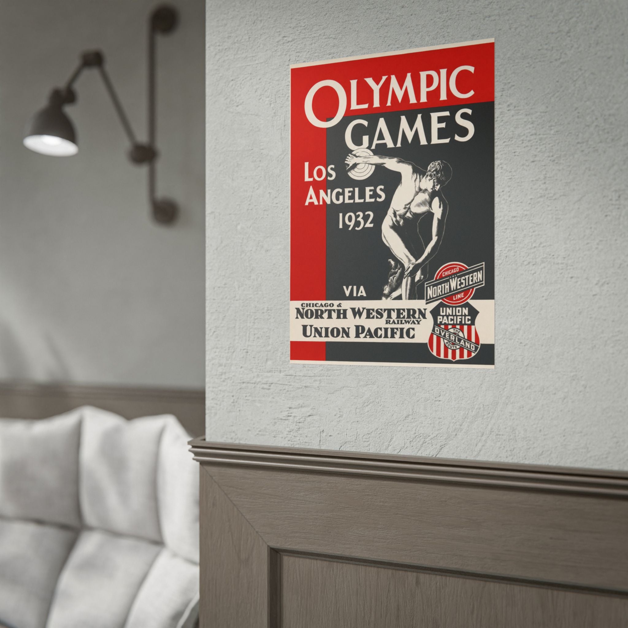 1932 Los Angeles Olympics Vintage Railway Promotional Poster