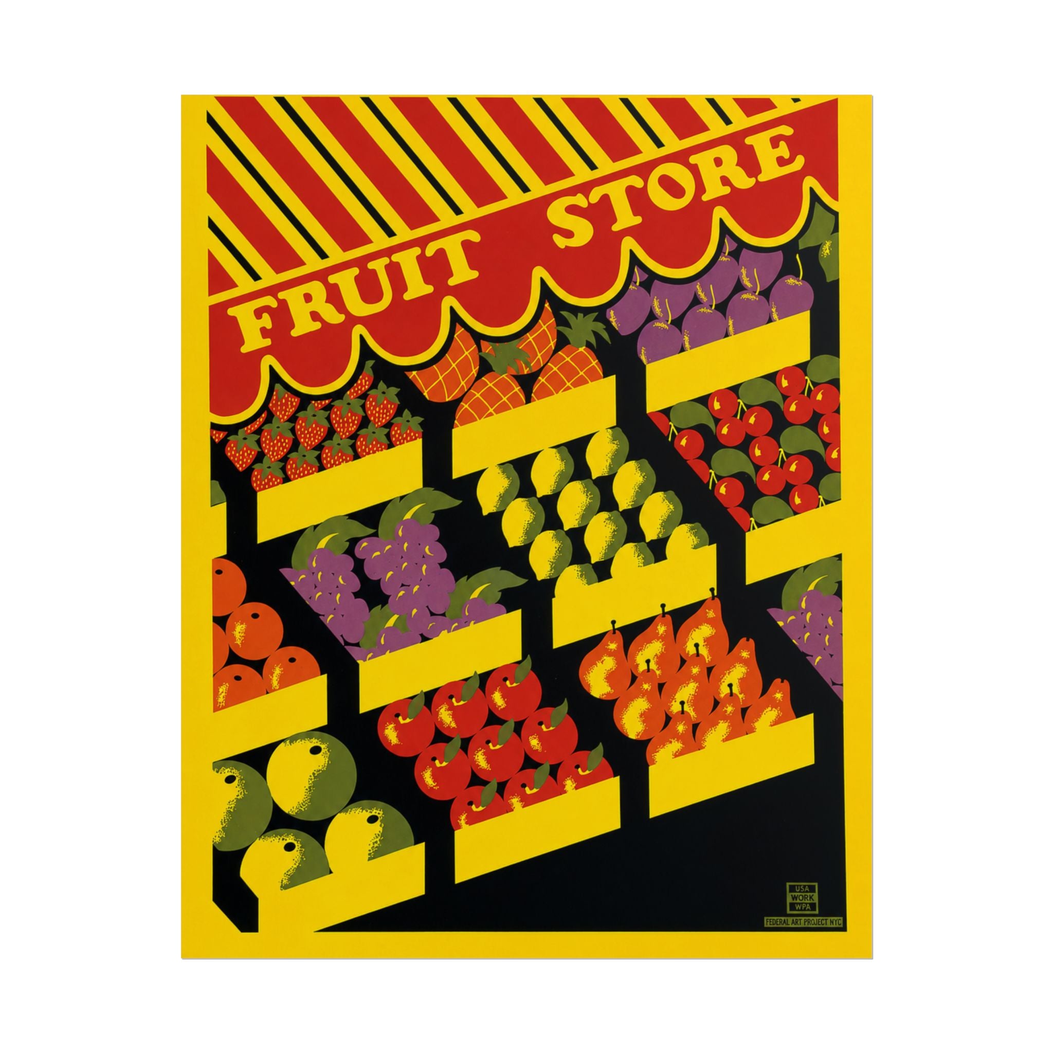 NYC Fruit Store 1938 WPA Vintage Poster