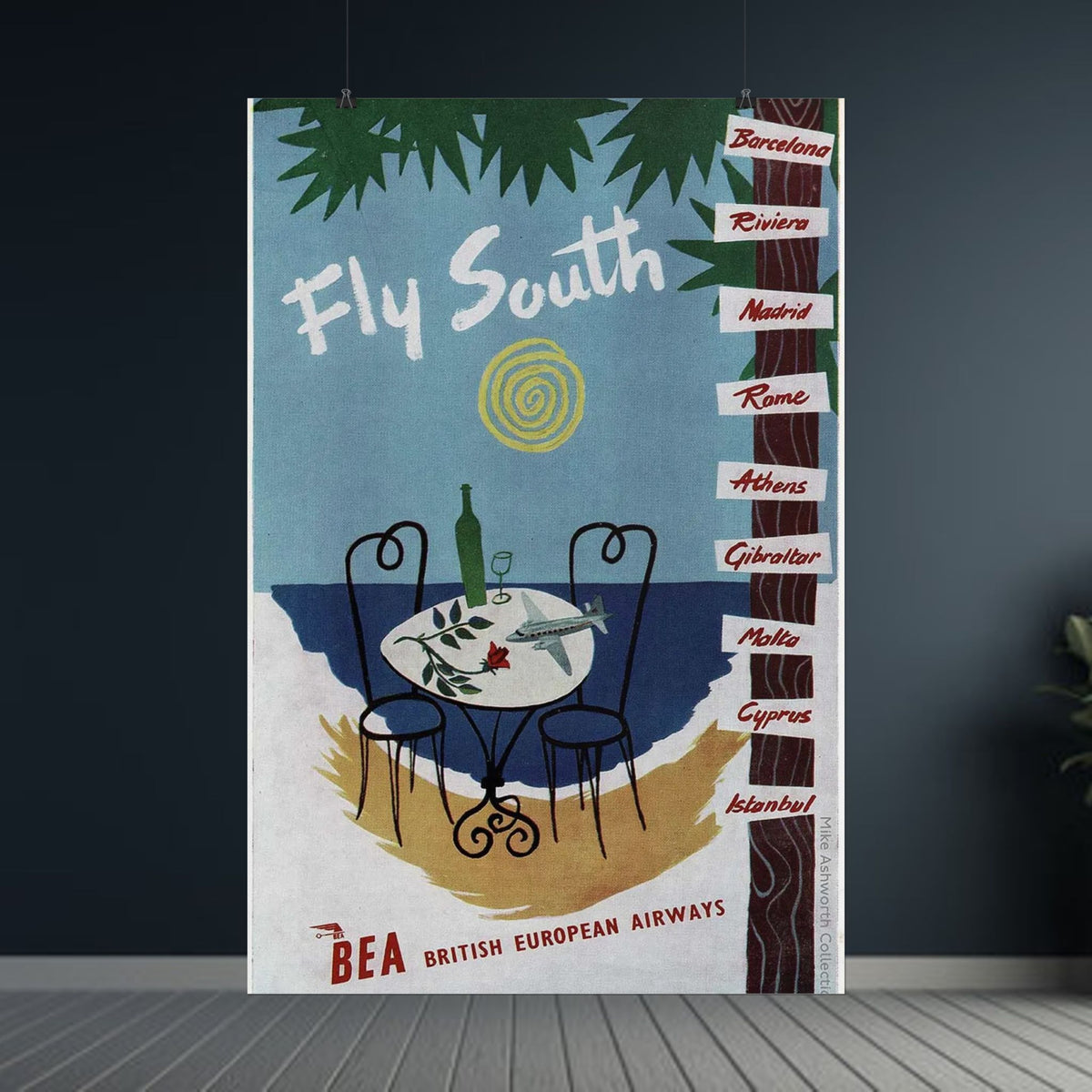 Retro British European Airlines Travel Poster