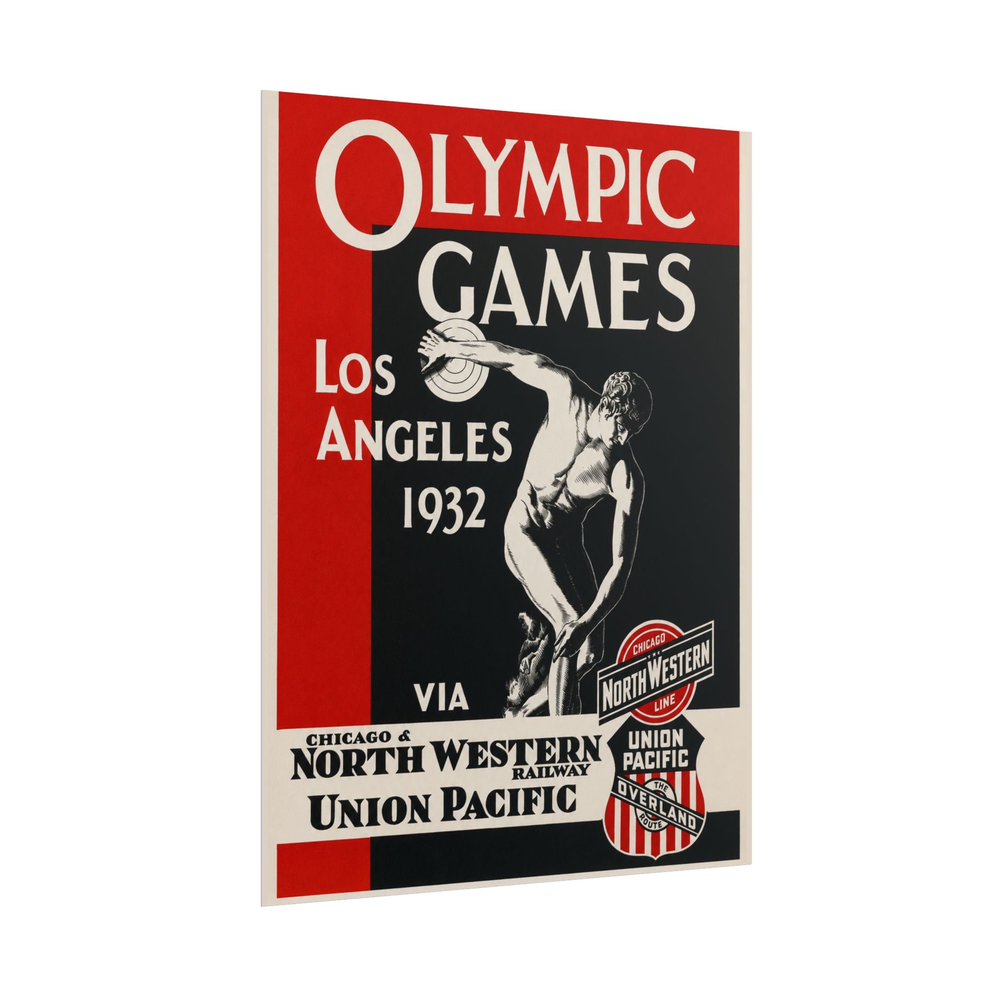 1932 Los Angeles Olympics Vintage Railway Promotional Poster