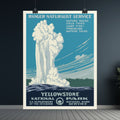 Yellowstone Geyser Old Faithful 1938 Vintage WPA Poster | Blue Tone