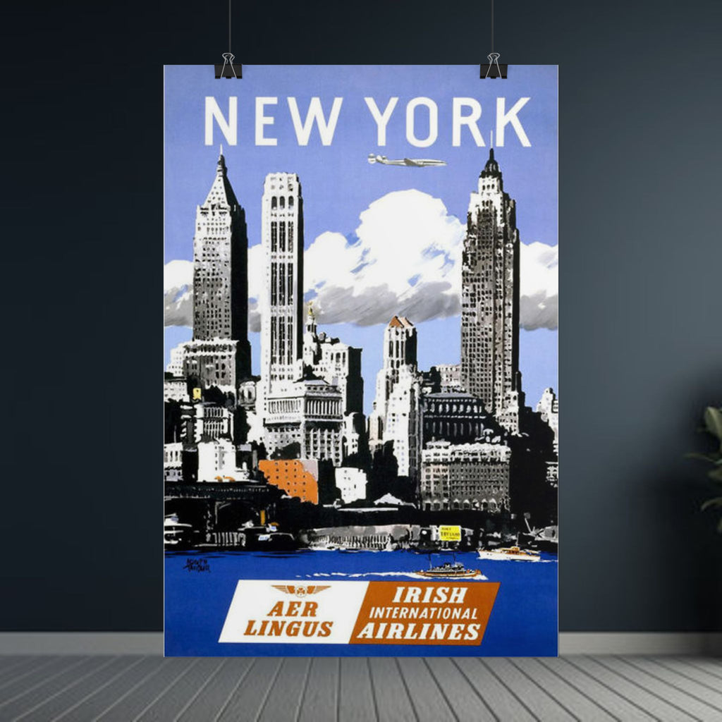 New York Vintage Aer Lingus Travel Poster