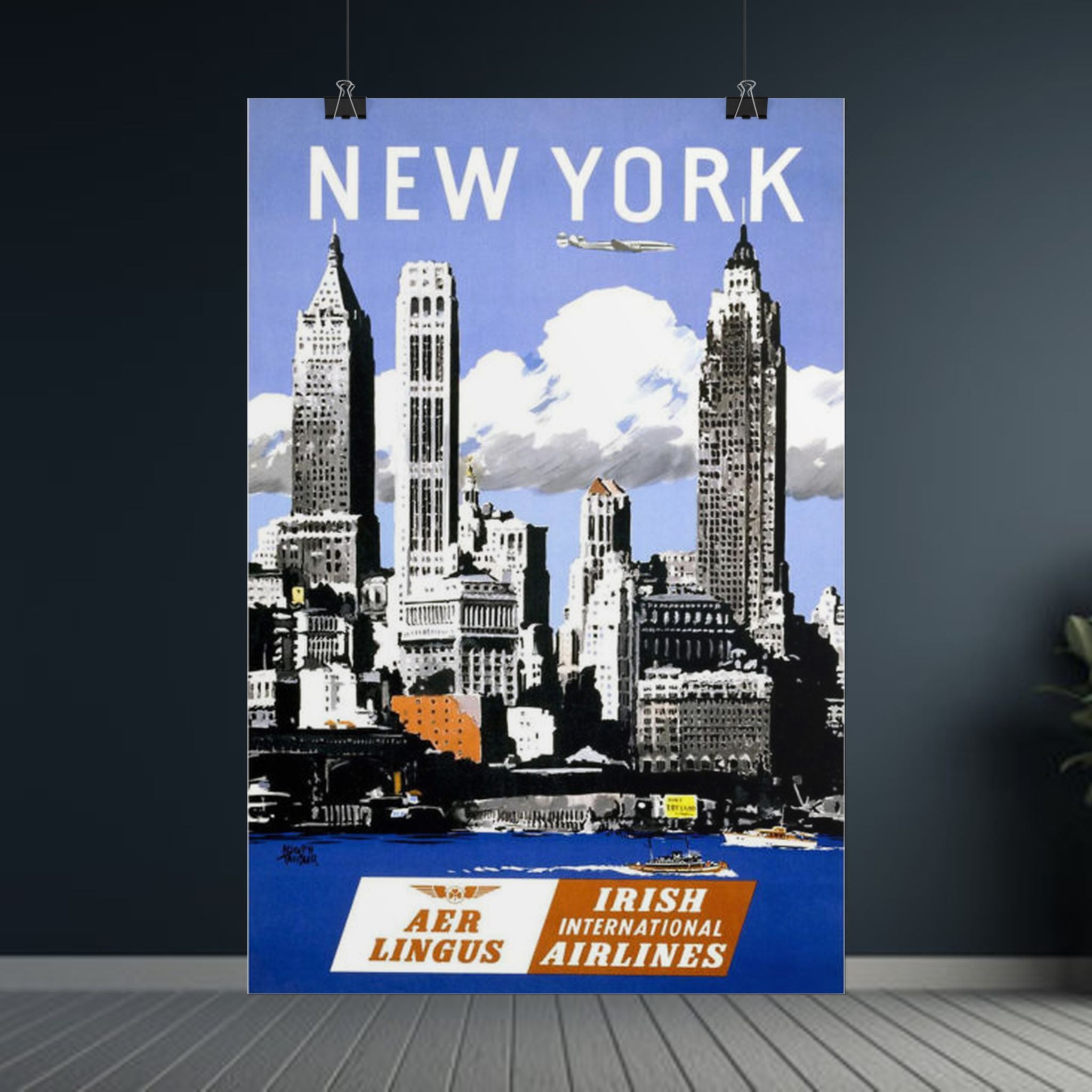 New York Vintage Aer Lingus Travel Poster