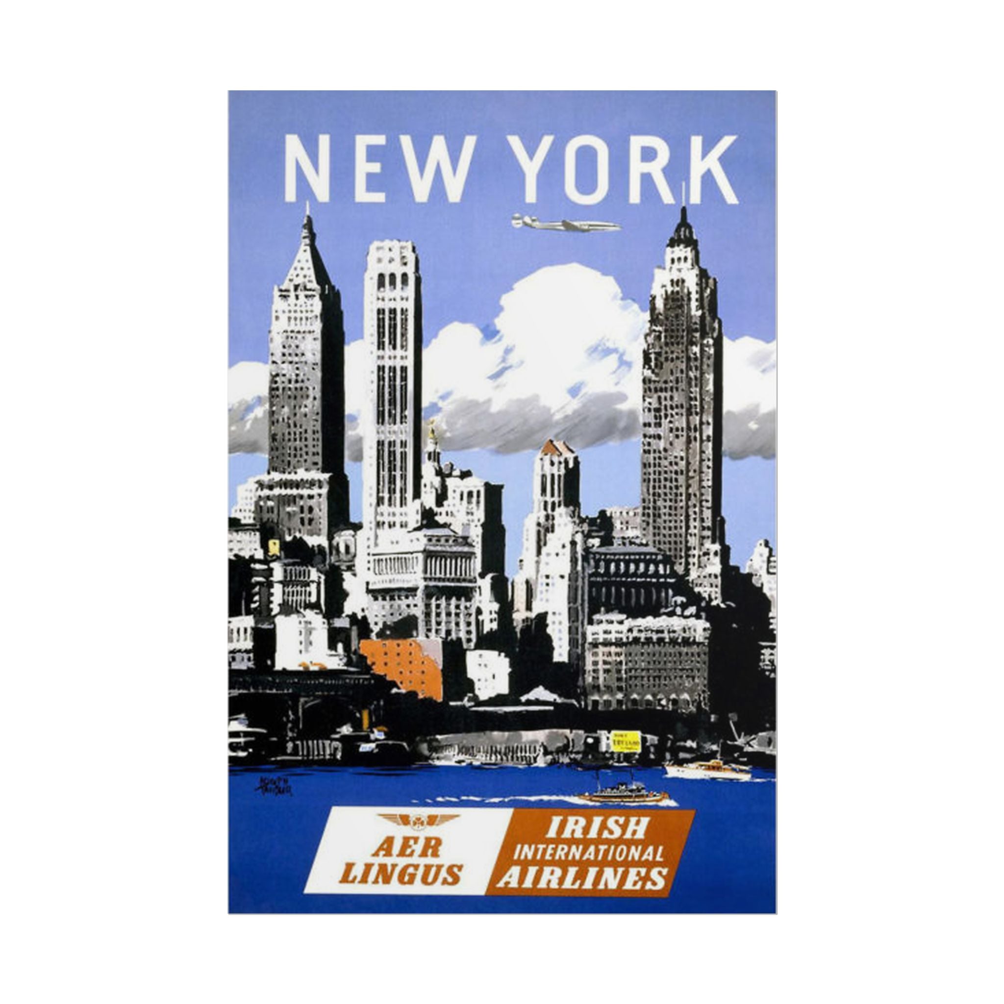 New York Vintage Aer Lingus Travel Poster