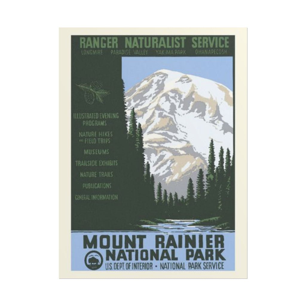 Mount Rainier National Park Vintage 1930s WPA Poster