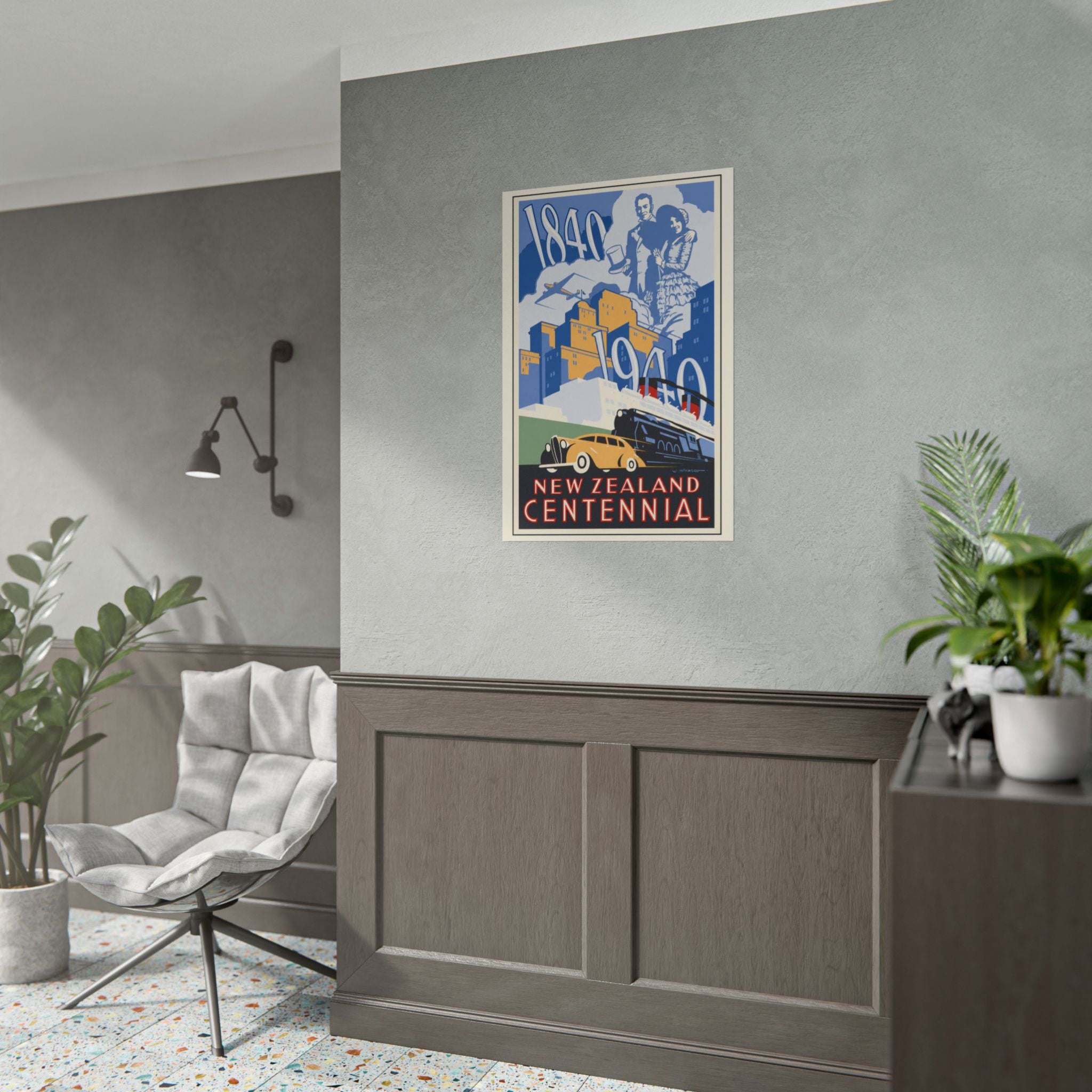 New Zealand Centennial Vintage Travel Poster