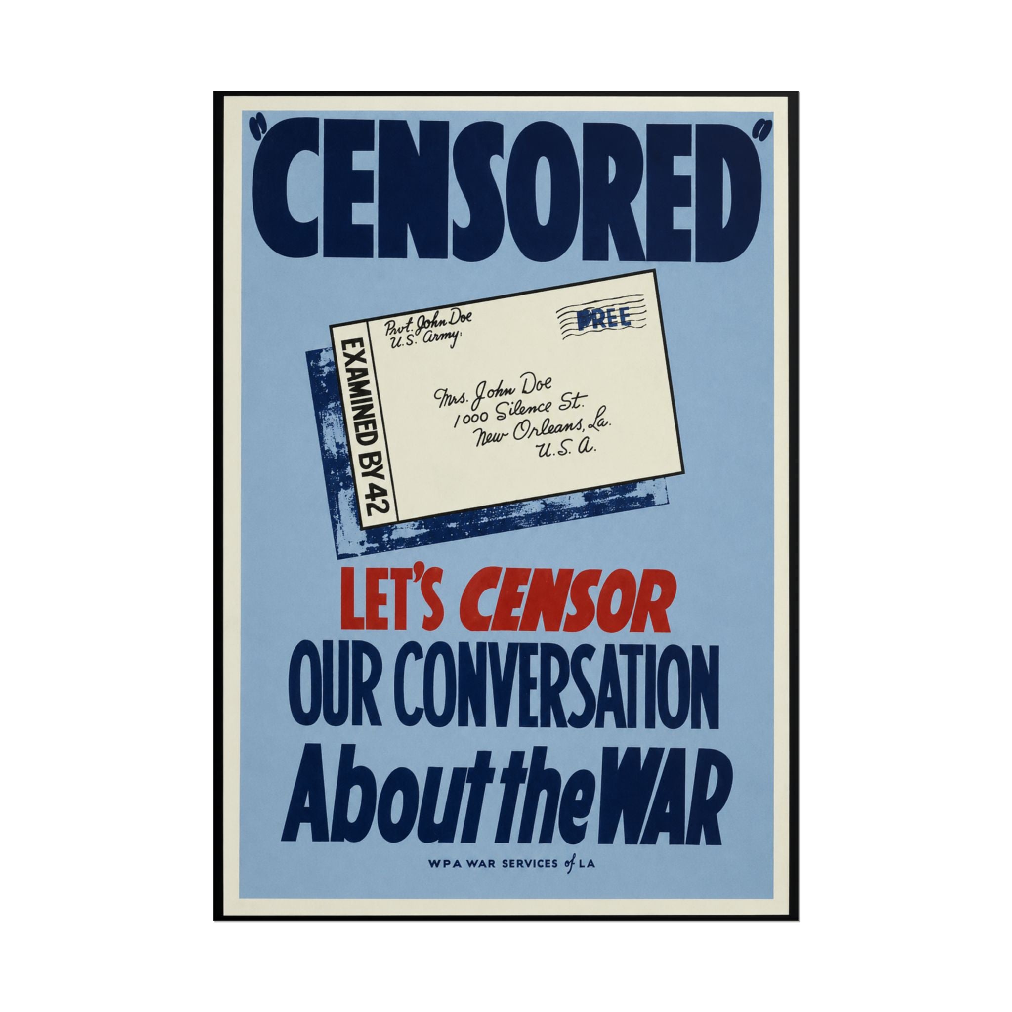 "Censored" WWII Home Front Vintage Poster