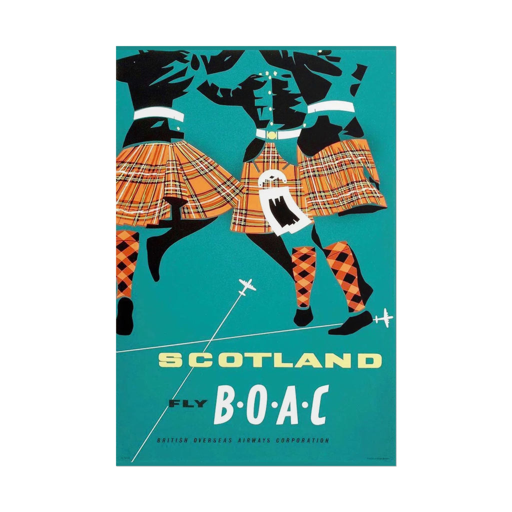 Scotland Kilt Dancers AirlineTravel Poster