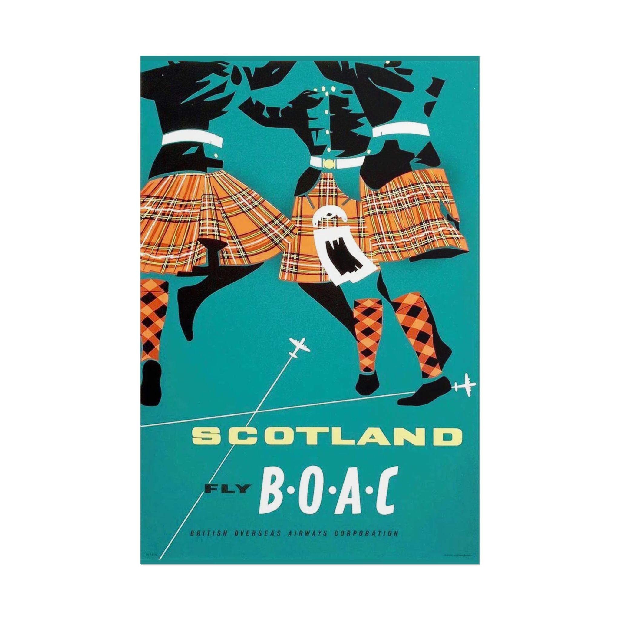 Scotland Kilt Dancers AirlineTravel Poster