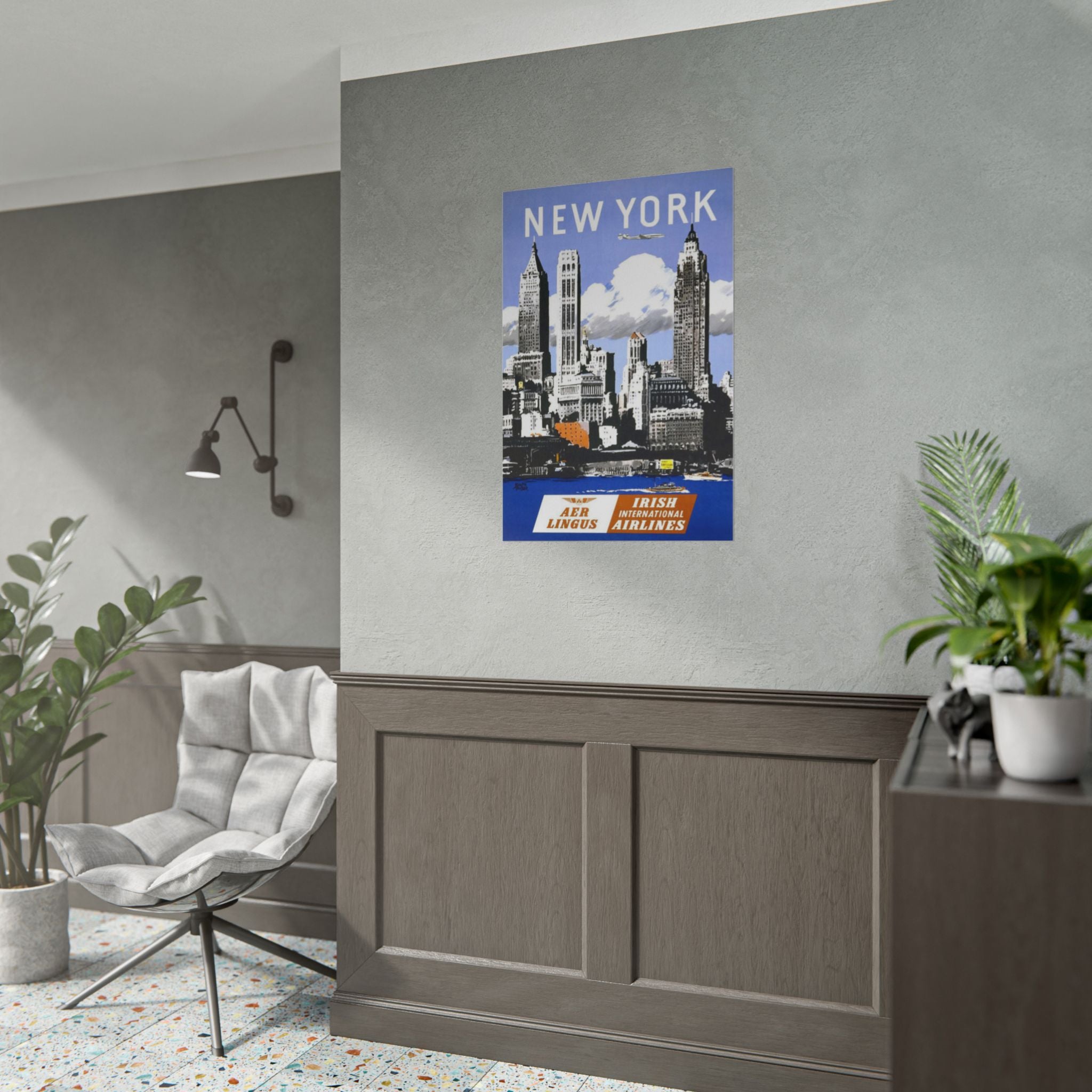 New York Vintage Aer Lingus Travel Poster