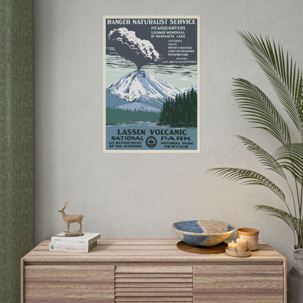 Lassen Volcanic National Park 1938 WPA Vintage Poster