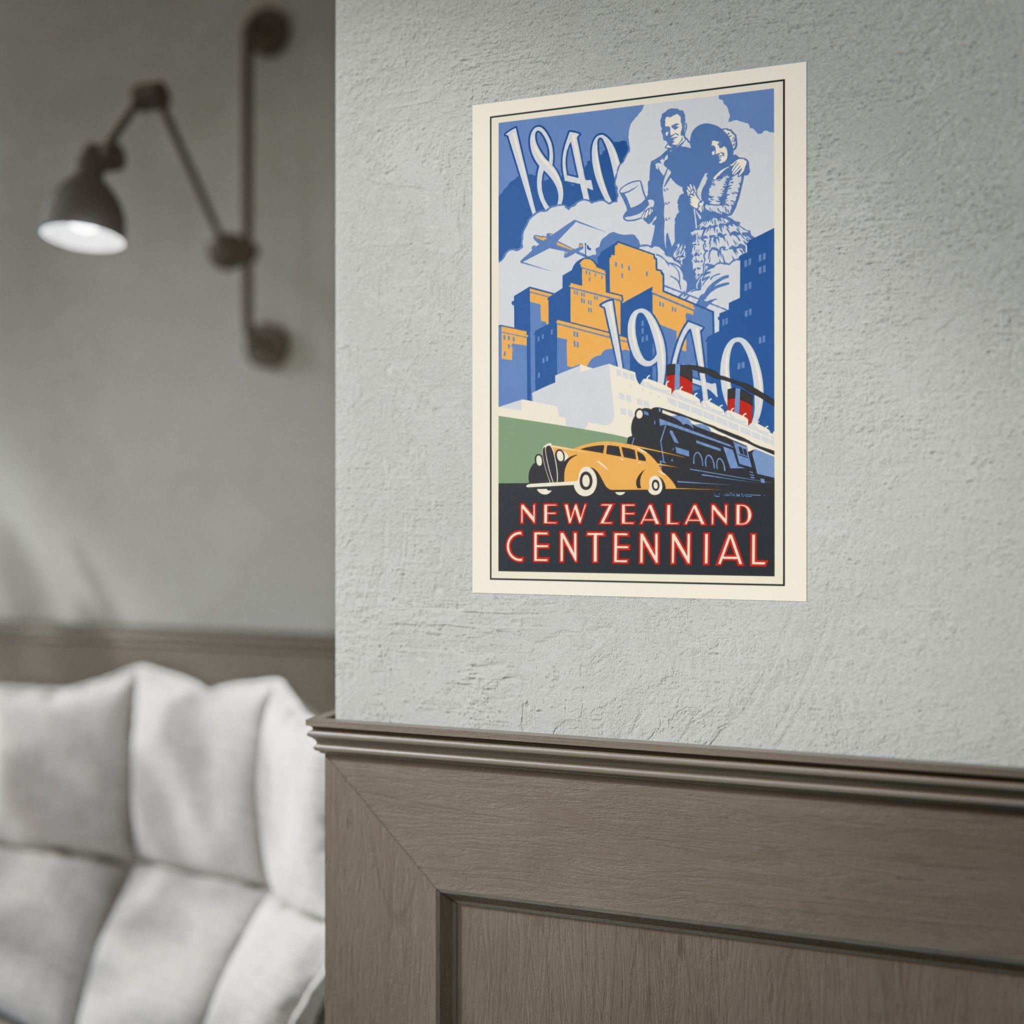 New Zealand Centennial Vintage Travel Poster