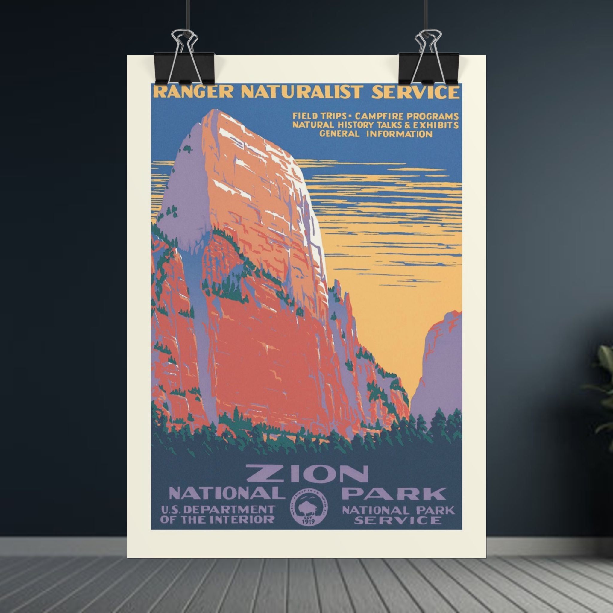 Zion National Park Vintage Travel Poster — Rolled Wall Poster