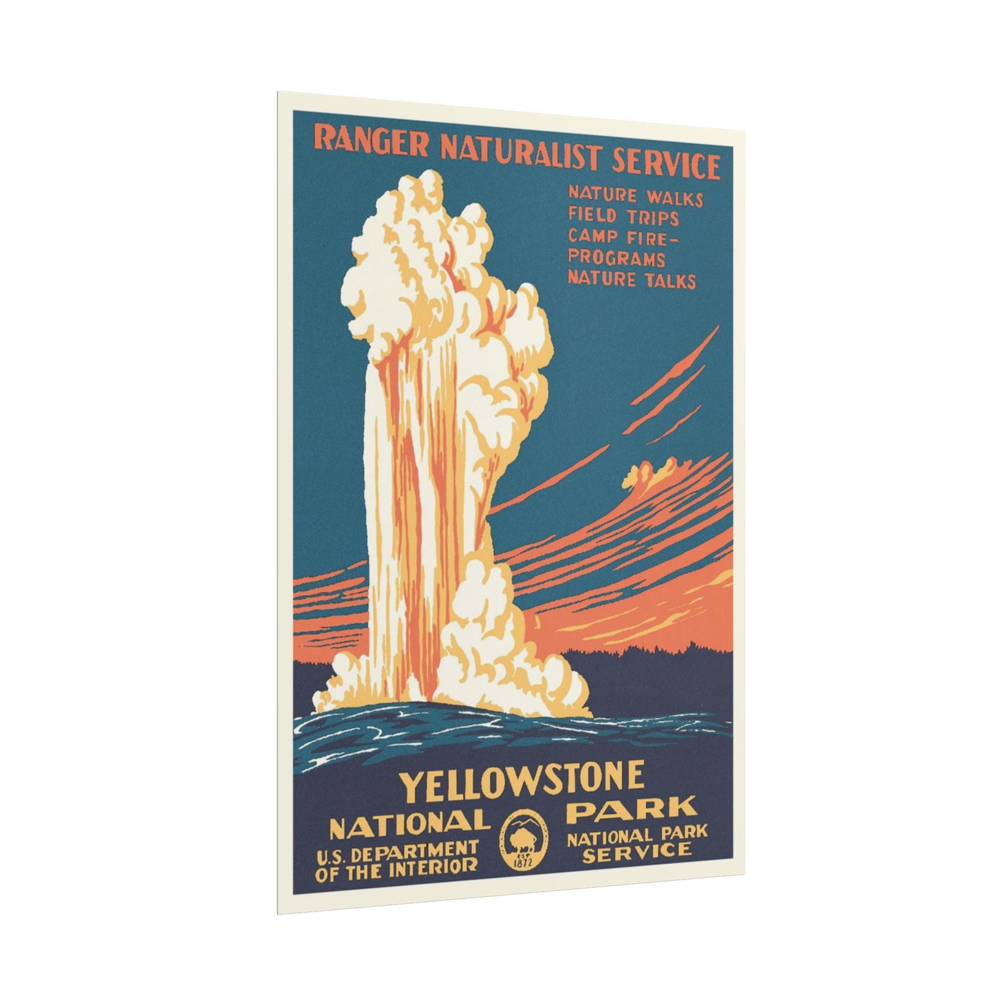 Yellowstone Geyser Old Faithful 1938 Vintage WPA Poster | Red Tone