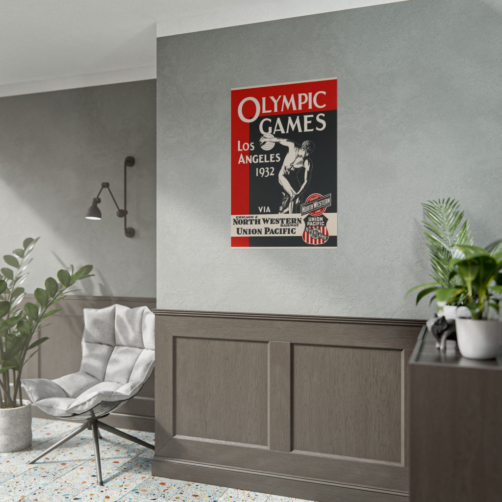 1932 Los Angeles Olympics Vintage Railway Promotional Poster