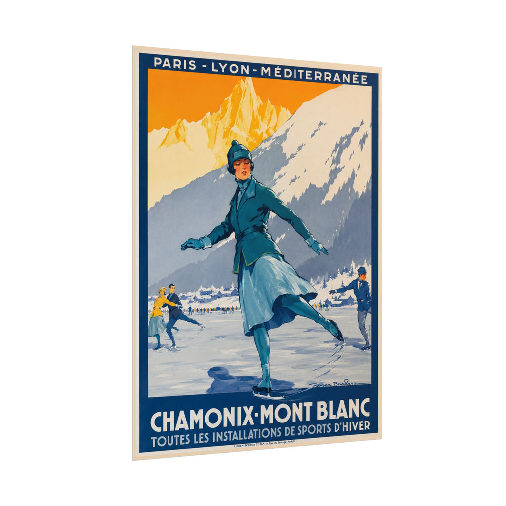 Chamonix Mont Blanc Vintage 1920s Ski Poster