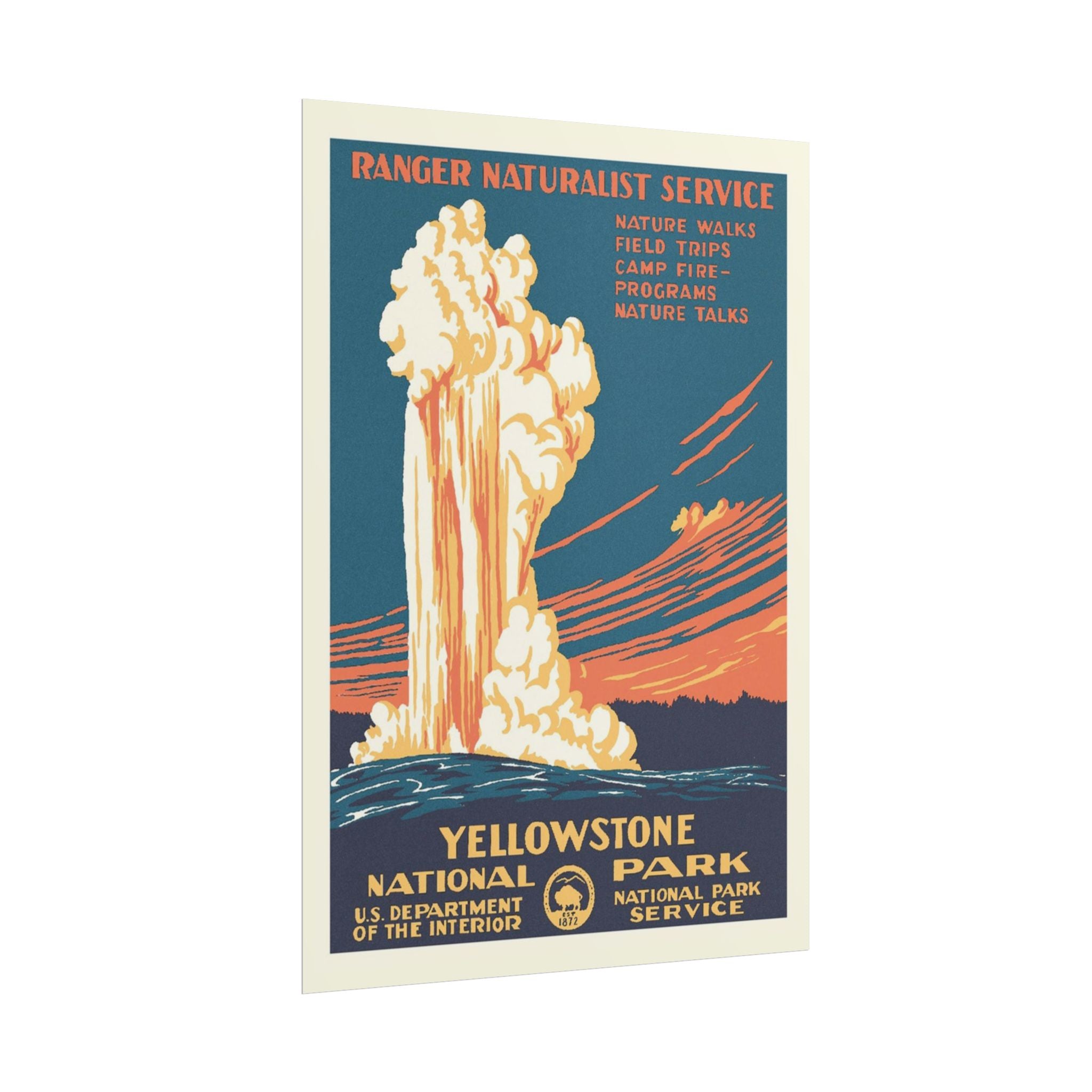 Yellowstone Geyser Old Faithful 1938 Vintage WPA Poster | Red Tone