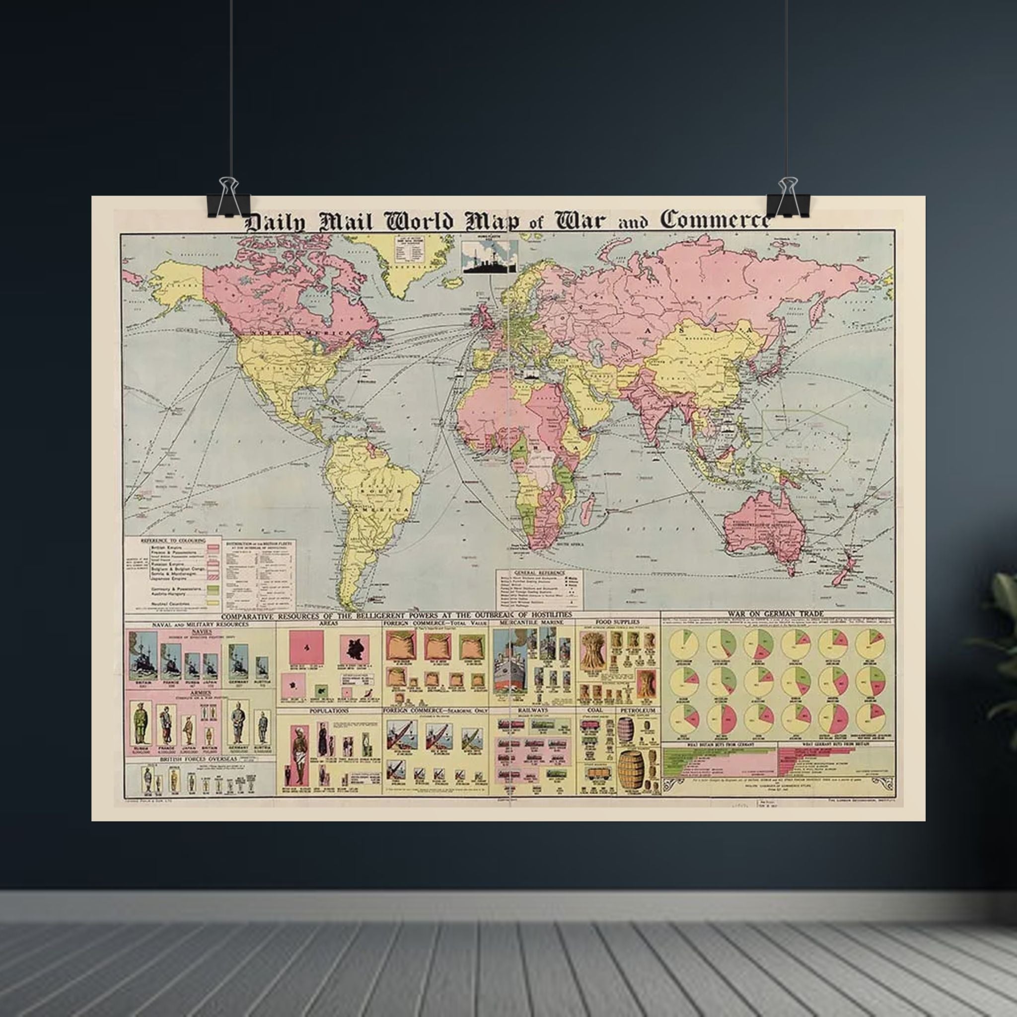 Daily Mail 1917 World Map of War and Commerce