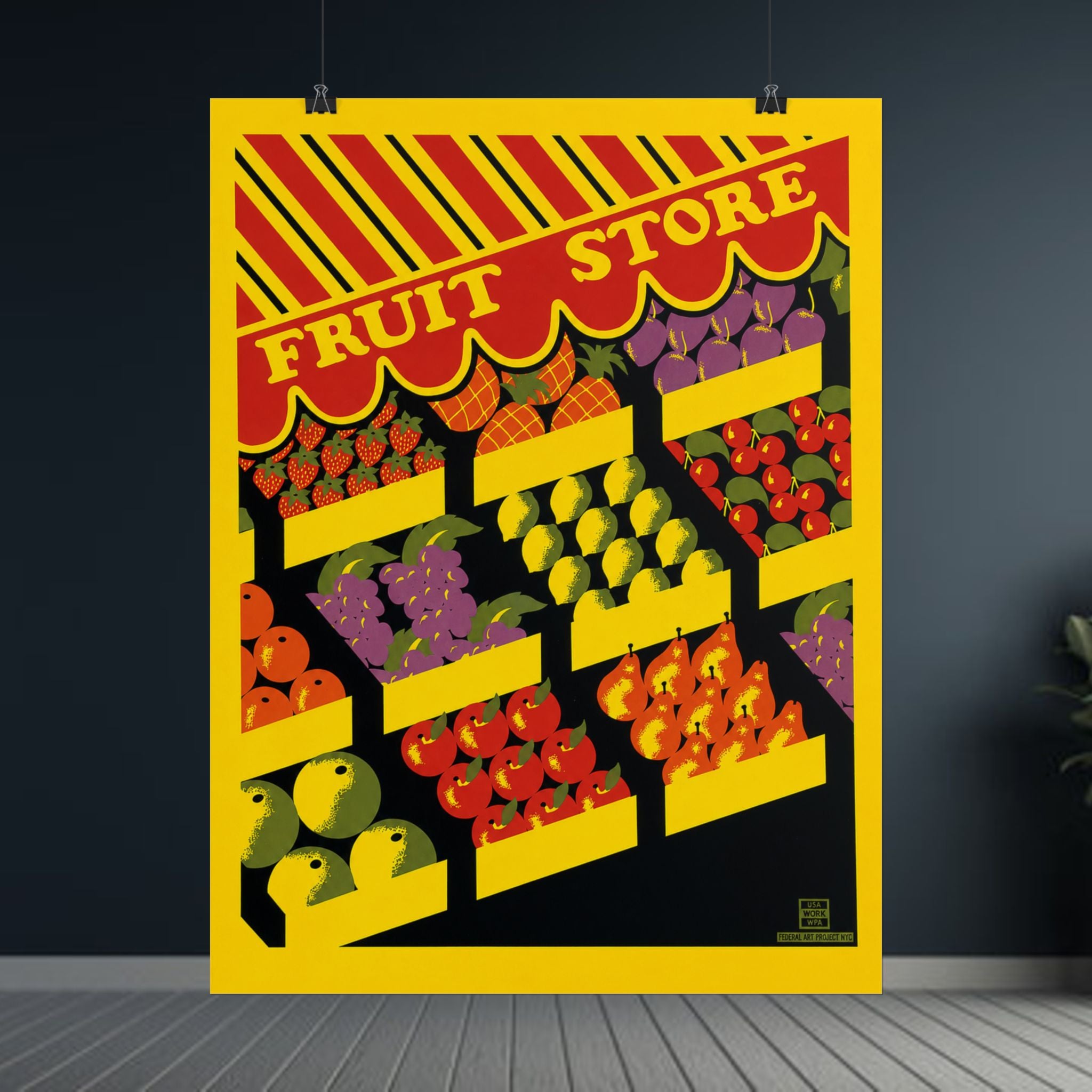 NYC Fruit Store 1938 WPA Vintage Poster