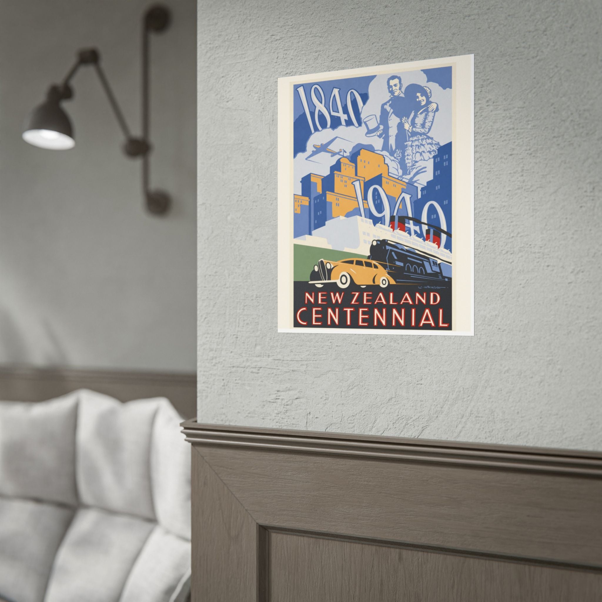 New Zealand Centennial Vintage Travel Poster